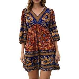 BTFBM Boho Floral Dress –‎ Size Small